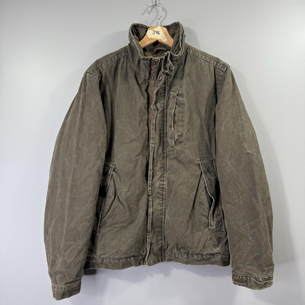 Y2K American Eagle Bella Swan Jacket Mens Medium Green Canvas Sherpa Lined